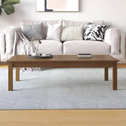Sofabord 110x50x30 cm massivt fyrretræ gyldenbrun
