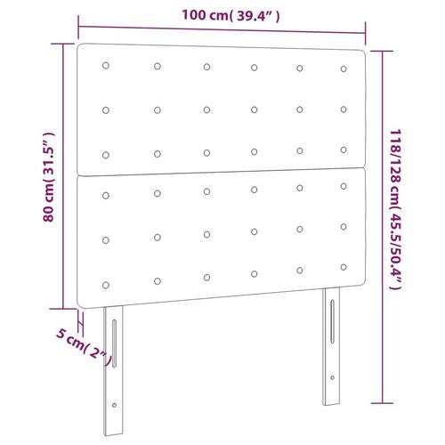 Sengegavl med LED-lys 100x5x118/128 cm kunstlæder cappuccino