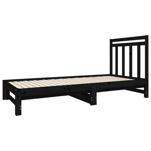 Daybed med udtræk 2x(90x190) cm massivt fyrretræ sort