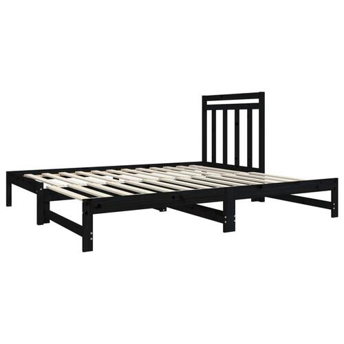Daybed med udtræk 2x(90x190) cm massivt fyrretræ sort
