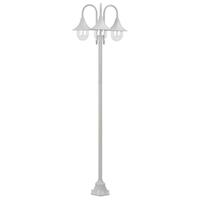 Havestolpelampe E27 220 cm aluminium 3 lanterner hvid