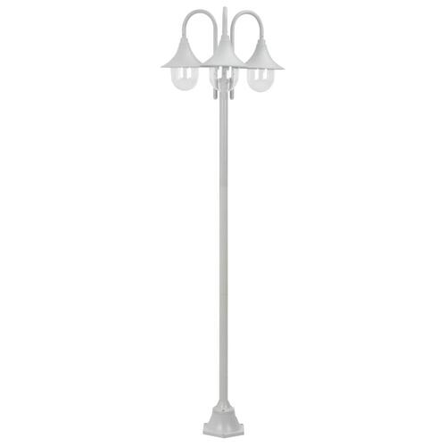 Havestolpelampe E27 220 cm aluminium 3 lanterner hvid