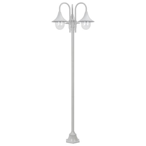 Havestolpelampe E27 220 cm aluminium 3 lanterner hvid