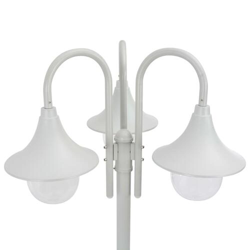 Havestolpelampe E27 220 cm aluminium 3 lanterner hvid