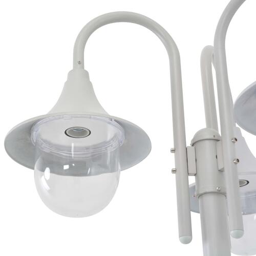 Havestolpelampe E27 220 cm aluminium 3 lanterner hvid