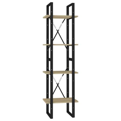 Bogreol med 4 hylder 40x30x140 cm konstrueret træ sonoma-eg