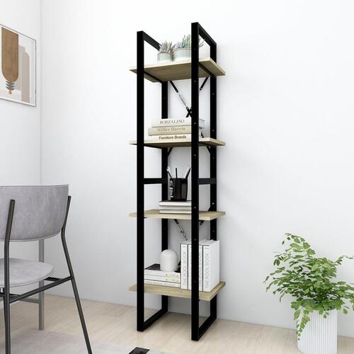 Bogreol med 4 hylder 40x30x140 cm konstrueret træ sonoma-eg