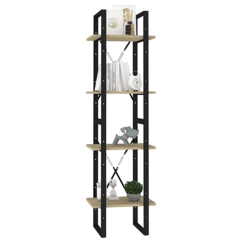 Bogreol med 4 hylder 40x30x140 cm konstrueret træ sonoma-eg
