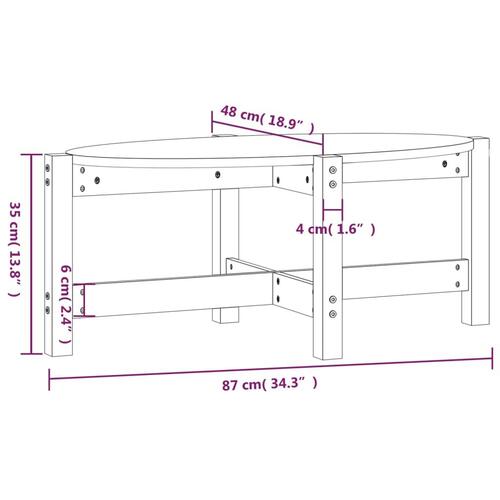 Sofabord 87x48x35 cm massivt fyrretræ sort