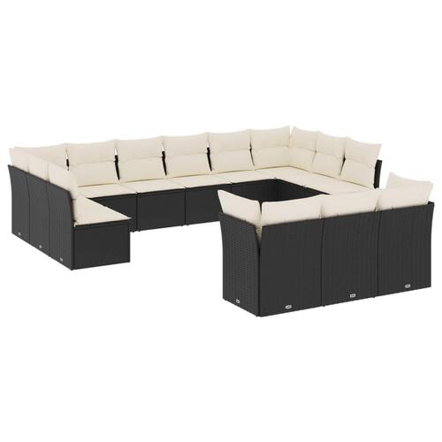 Sofasæt til haven 13 dele med hynder polyrattan sort