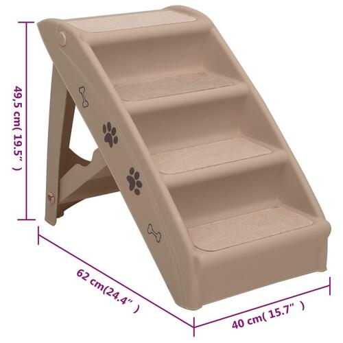 Foldbar hundetrappe 62x40x49,5 cm brun