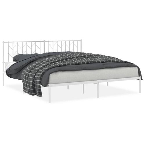 Sengeramme med sengegavl 180x200 cm metal hvid