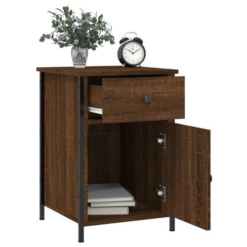 Sengeborde 2 stk. 40x42x60 cm konstrueret træ brunt egetræ