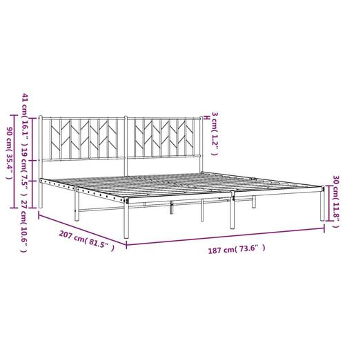 Sengeramme med sengegavl 180x200 cm metal hvid