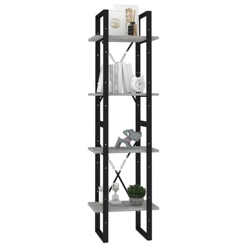 Bogreol med 4 hylder 40x30x140 cm konstrueret træ betongrå