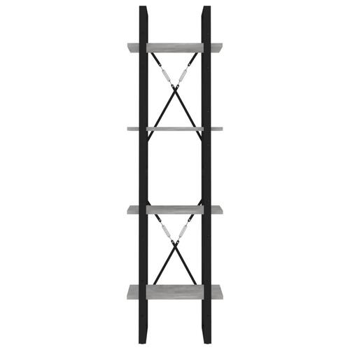 Bogreol med 4 hylder 40x30x140 cm konstrueret træ betongrå