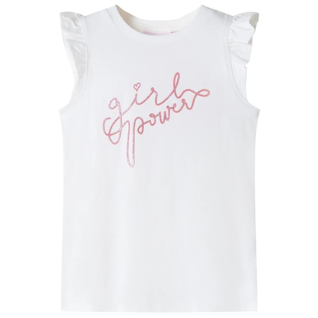 T-shirt til børn str. 92 med flæser ecrufarvet