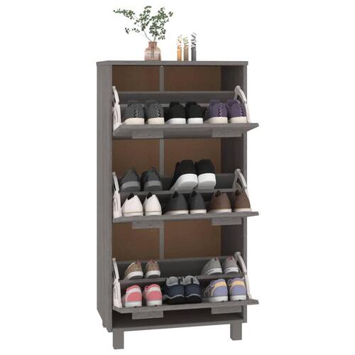 Skoskab HAMAR 59,5x35x117 cm massivt fyrretræ lysegrå