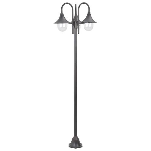 Havestolpelampe E27 220 cm aluminium 3 lanterner bronzefarvet