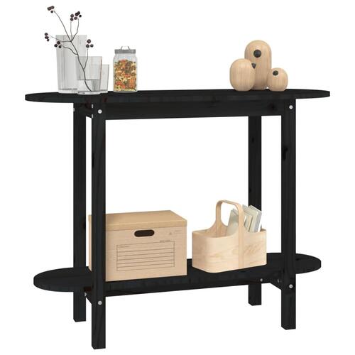 Konsolbord 110x40x80 cm massivt fyrretræ sort