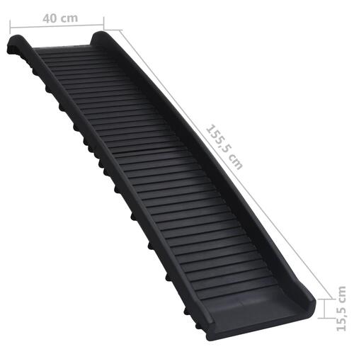 Foldbar hunderampe 155,5x40x15,5 cm sort