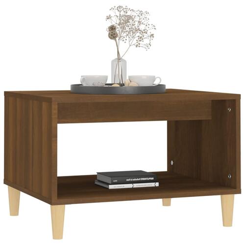 Sofabord 60x50x40 cm konstrueret træ brun egetræsfarve