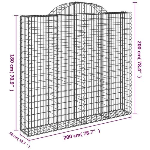 Buede gabionkurve 25 stk. 200x50x180/200 cm galvaniseret jern