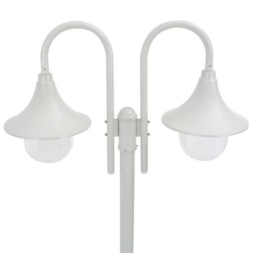 Havestolpelampe E27 220 cm aluminium 2 lanterner hvid