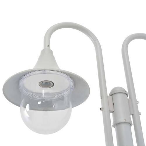 Havestolpelampe E27 220 cm aluminium 2 lanterner hvid
