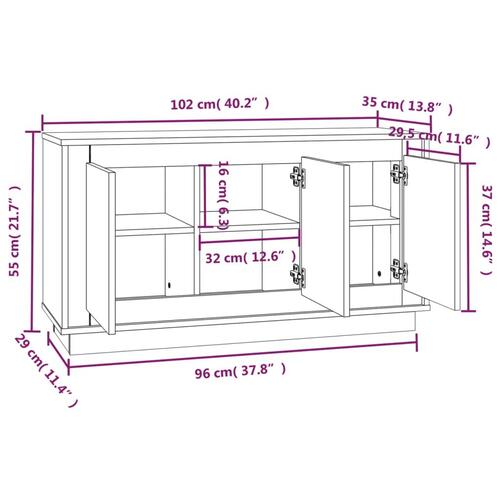 Skænk 102x35x55 cm konstrueret træ sonoma-eg