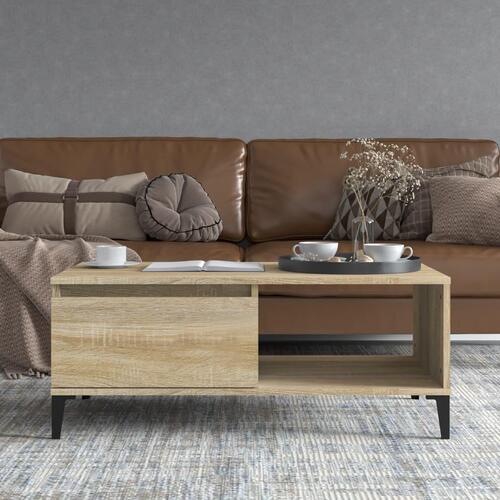 Sofabord 90x50x36,5 cm konstrueret træ sonoma-eg