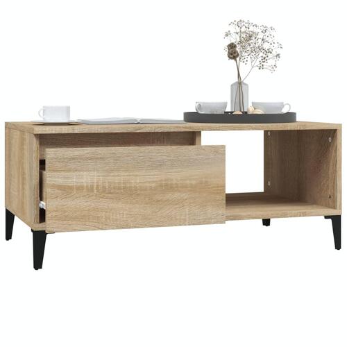 Sofabord 90x50x36,5 cm konstrueret træ sonoma-eg