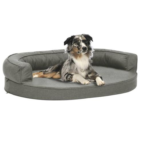 Ergonomisk hundeseng 75x53 cm hør-look grå