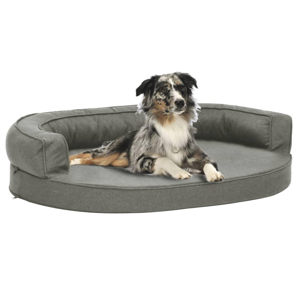 Ergonomisk hundeseng 75x53 cm hør-look grå