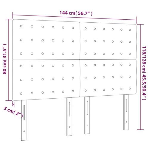 Sengegavl med LED-lys 144x5x118/128 cm kunstlæder grå