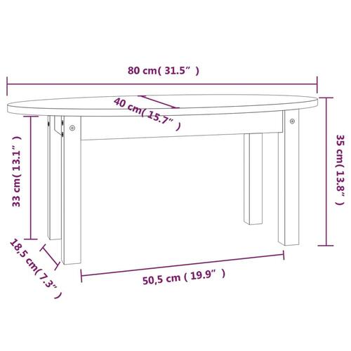 Sofabord 80x40x35 cm massivt fyrretræ sort