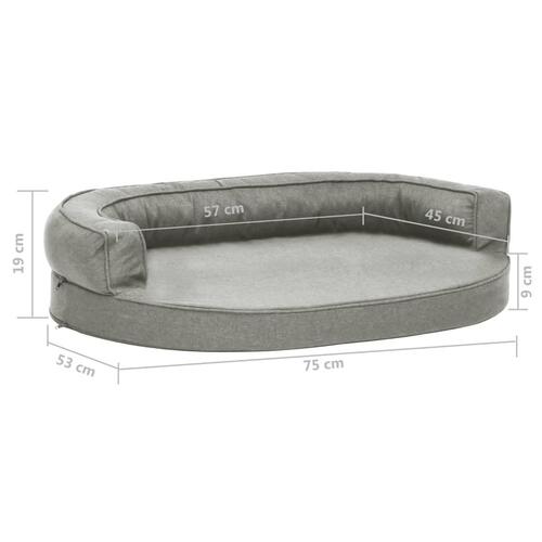 Ergonomisk hundeseng 75x53 cm hør-look grå