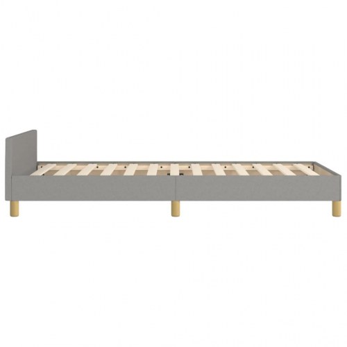 Sengeramme med sengegavl - lysegrå stof, 90×190 cm