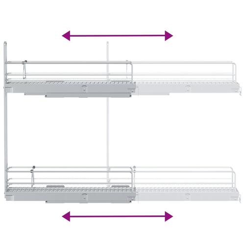 Udtræksskuffe 2 niveauer 47x12x56 cm sølvfarvet