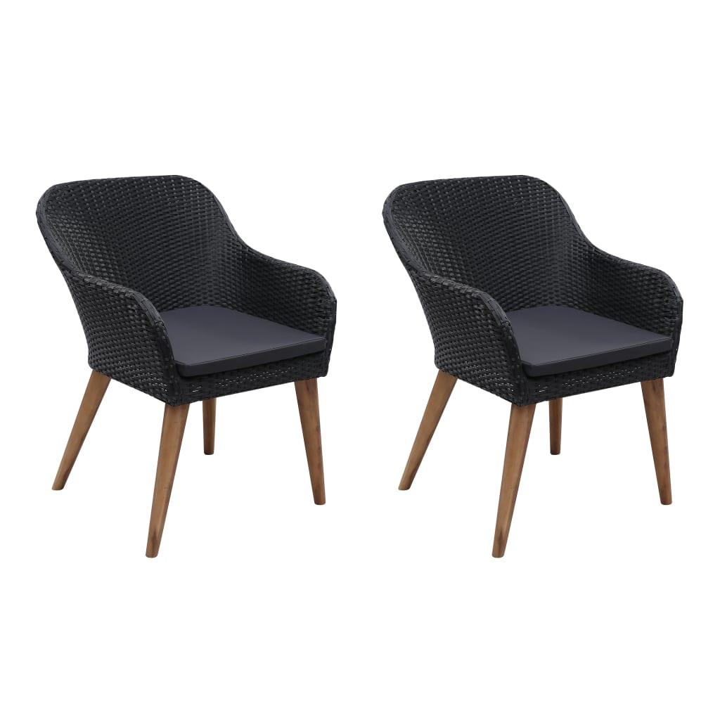 Havestole med hynder 2 stk. polyrattan sort