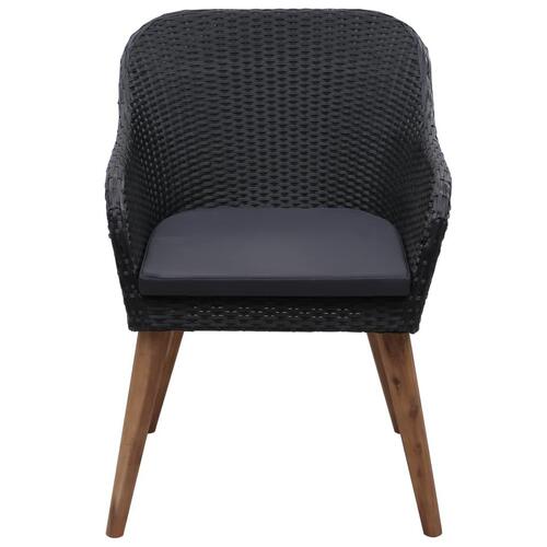Havestole med hynder 2 stk. polyrattan sort