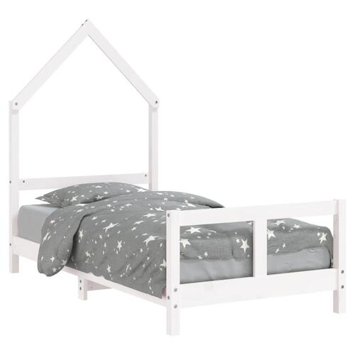 Sengeramme til juniorseng 80x160 cm massivt fyrretræ hvid