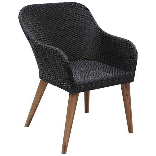 Havestole med hynder 2 stk. polyrattan sort