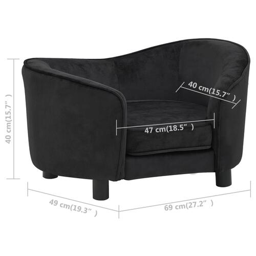 Hundesofa 69x49x40 cm plys sort