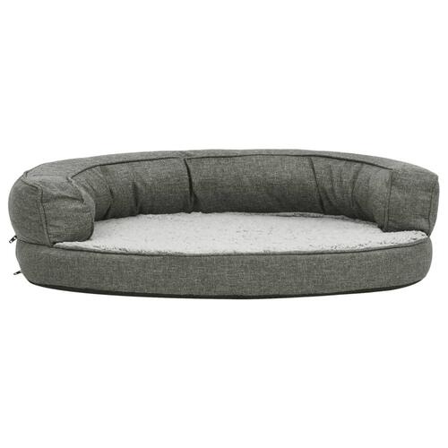 Ergonomisk hundeseng 75x53 cm hør-look fleece grå