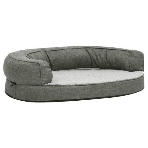 Ergonomisk hundeseng 75x53 cm hør-look fleece grå