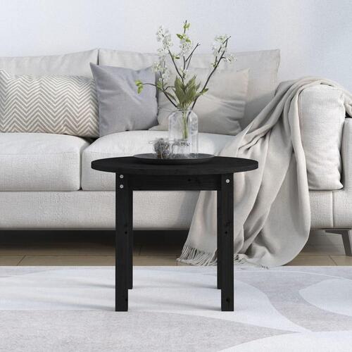 Sofabord Ø 55x45 cm massivt fyrretræ sort