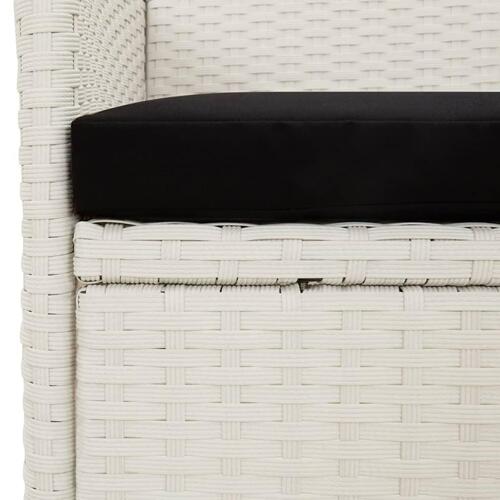 Udendørs spisebordssæt 5 dele med hynder polyrattan hvid