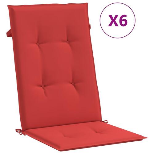 Stolehynder m. høj ryg 6 stk. 120x50x3 cm stof rød