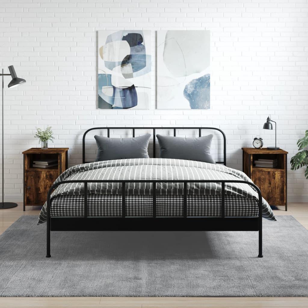 Sengeborde 2 stk. 40x42x60 cm konstrueret træ røget egetræ